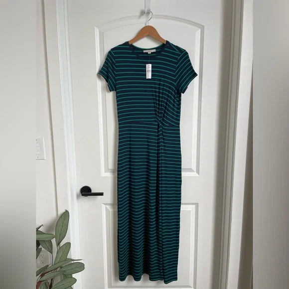 green emerald velvet dress Green Stripe Laina Dress main image 0